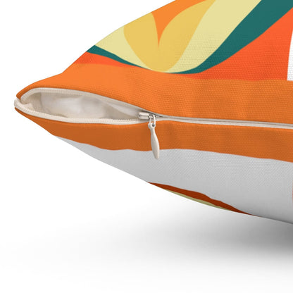 Atomic Mid Century Modern, Orange, Real, Mustard Yellow, Orange, Geometric, Groovy Abstract, Patchwork Design, Pillow And Insert Home Decor