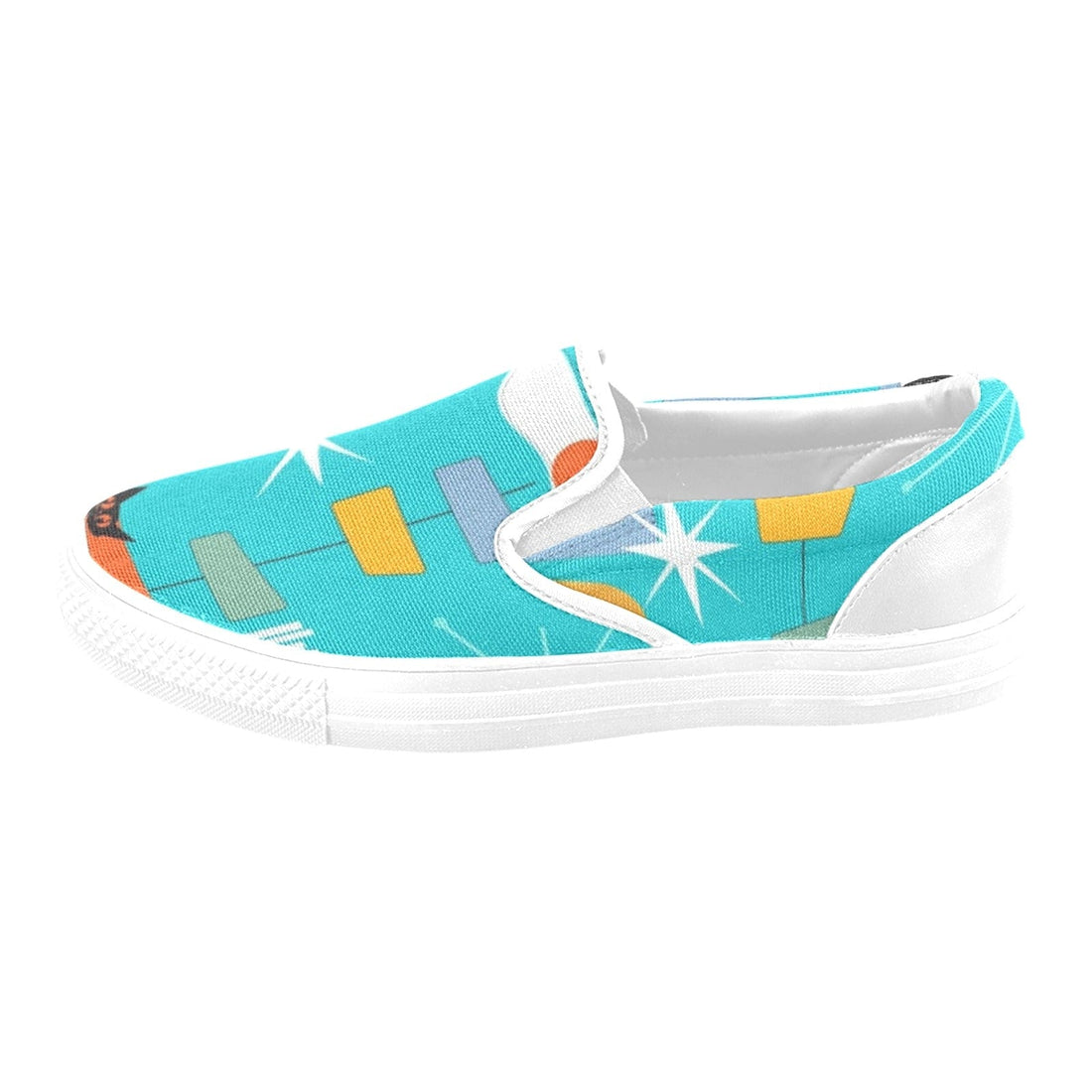 Atomic Mod Cat, Aqua Blue Slip-on Canvas Women&