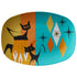 Atomic Mod Cats, Retro Party Platter, Orange, Teal, Starburst, Mid Century Modern