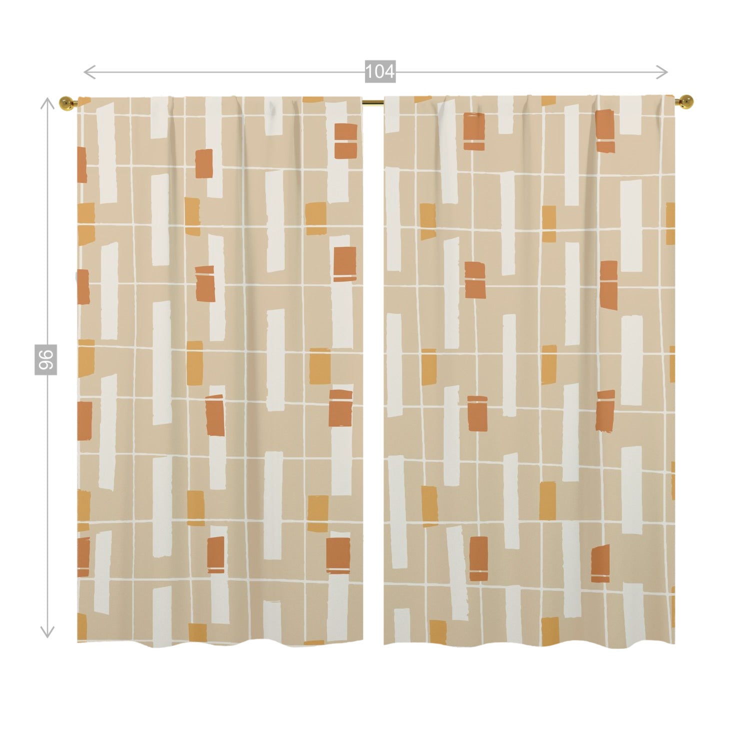 Mid Century Modern Window Curtains, Geometric Minimalist Designed