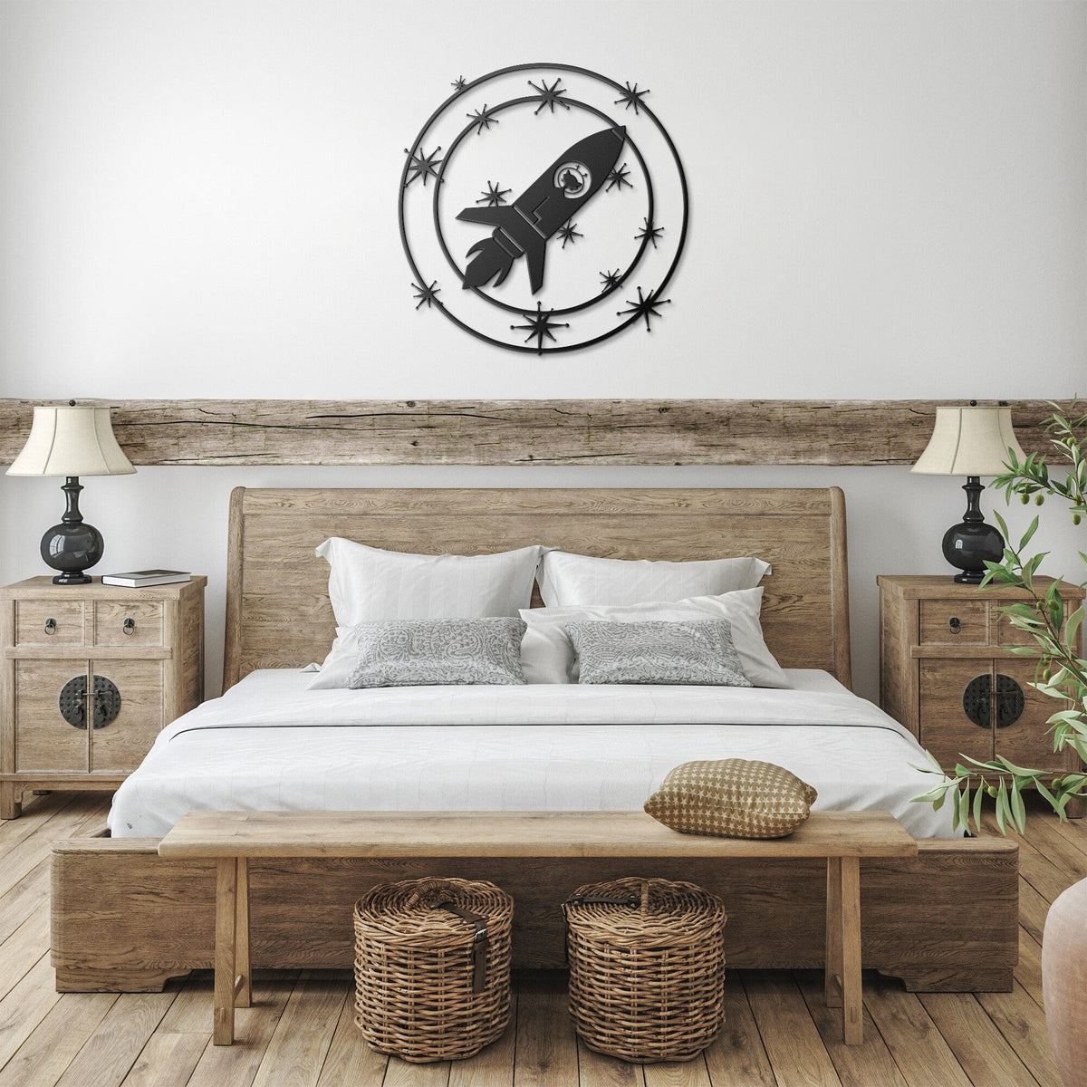 Atomic Space, Mod Cat, Retro Mid Century Modern Metal Wall Art Wall Art Black / 12 Inch