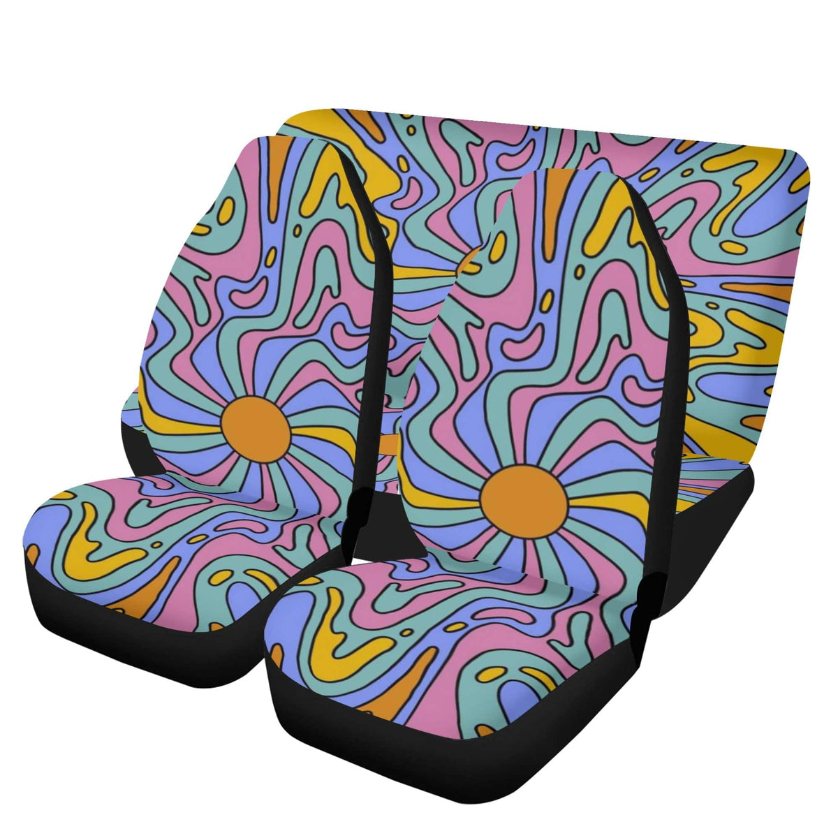 70's Retro Groovy Psychedelic Car Seat Cover Front And Back ...