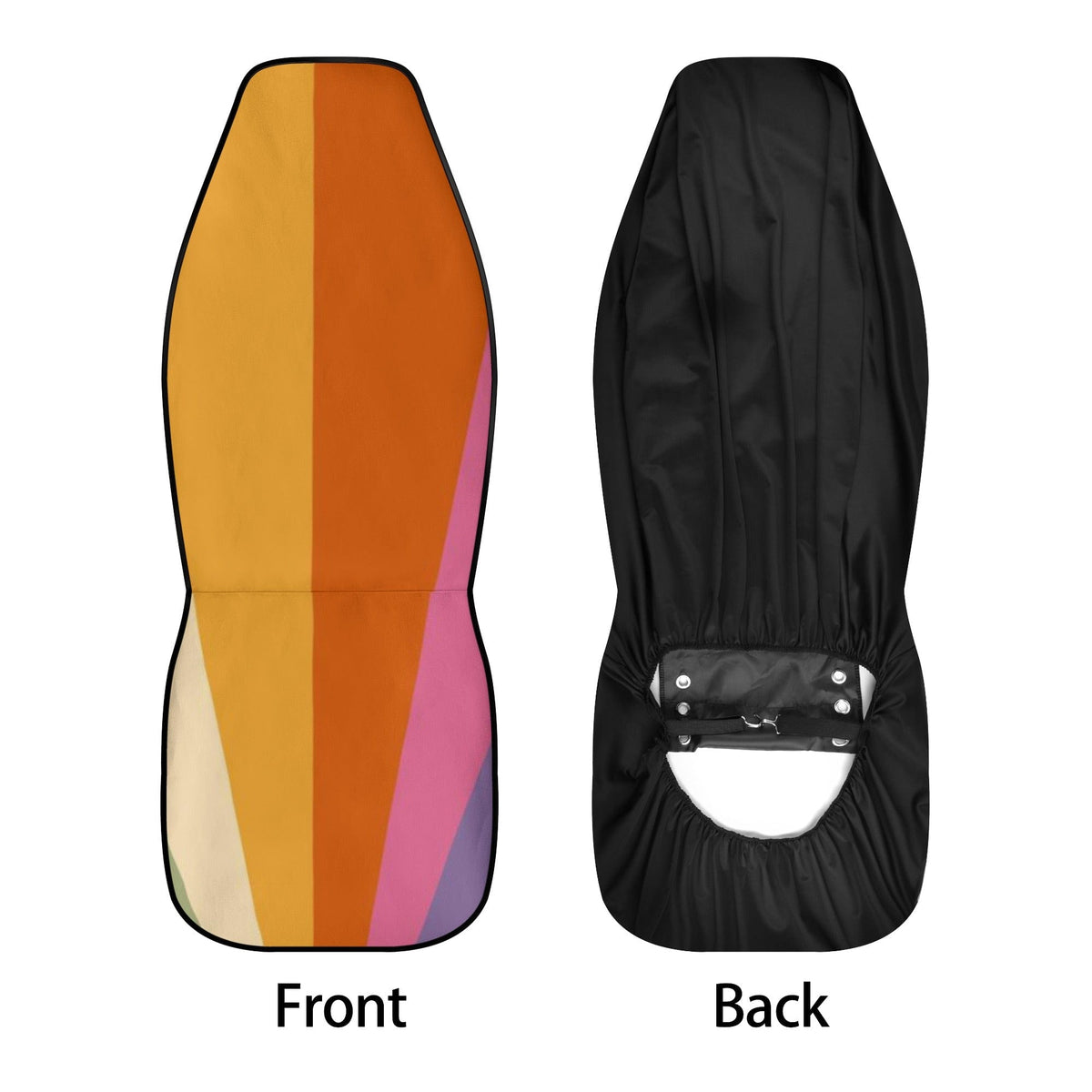 70's Retro Rainbow Groovy, Car Seat Covers Front And Back Black / Universal