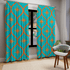 Mid Century Modern, Aqua Blue, Orange Mod Starburst, Retro Window Curtains Home Decor Blackout / 50" × 84"