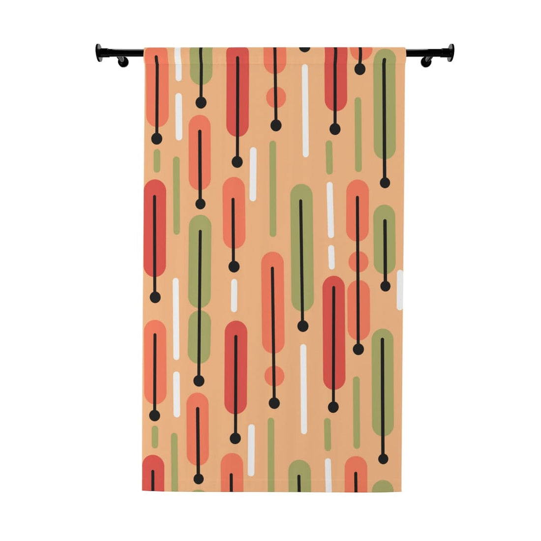 Mid Century Modern Curtains, Salmon Color, Green, White Scandinavian Modern Danish Design, Retro Funky Window Curtains Home Decor Blackout / 50&quot; × 84&quot;