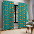 Mid Century Modern Curtains, Teal Blue, Orange, Retro Astro Starburst, Geometric Circles, Mod, MCM Window Curtain Home Decor Blackout / 50" × 84"