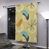 Mid Century Modern Curtains, Yellow, Blue Gray Abstract Boomerang Retro MCM Window Curtains Home Decor Blackout / 50" × 84"