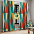 Mid Century Modern, Geometric, Retro, Mod, Teal Blue, Mustard Yellow, Chocolate Brown, Burnt Orange, Blackout Window Curtains Home Decor Blackout / 50" × 84"