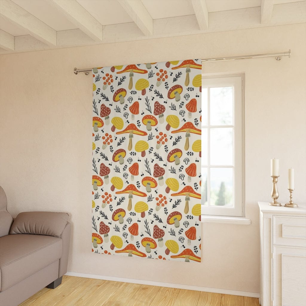 Mid Century Modern, Mushroom, Purist, Groovy 70's Orange, Brown, Kitchen, Bedroom, Living Room, Nursery MCM Home Window Curtains Home Decor Blackout / 50" × 84"