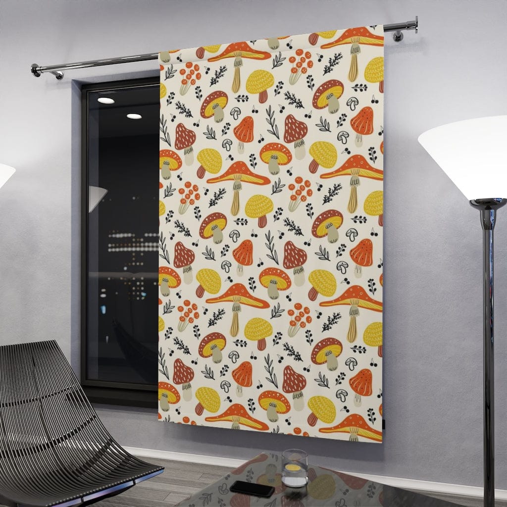 Mid Century Modern, Mushroom, Purist, Groovy 70's Orange, Brown, Kitchen, Bedroom, Living Room, Nursery MCM Home Window Curtains Home Decor Blackout / 50" × 84"