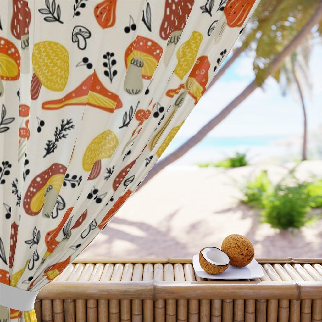 Mid Century Modern, Mushroom, Purist, Groovy 70's Orange, Brown, Kitchen, Bedroom, Living Room, Nursery MCM Home Window Curtains Home Decor Blackout / 50" × 84"