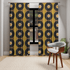 Mid Century Modern, Retro Record, Man Cave, Music Room, Livingroom, Mod Mustard Yellow, Black Groovy Window Curtains Home Decor Blackout / 50" × 84"