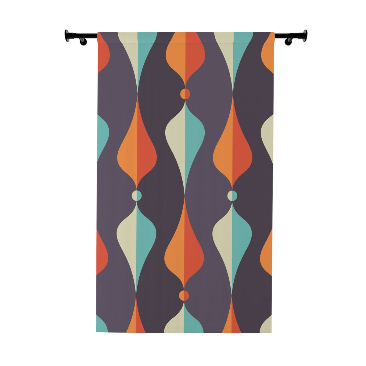 Mid Century Modern Window Curtains Geometric Groovy Wave Lanterns, Eggplant Purple, Orange, Mustard Yellow, Teal, Retro Home Mod Home Decor Home Decor Blackout / 50" × 84"