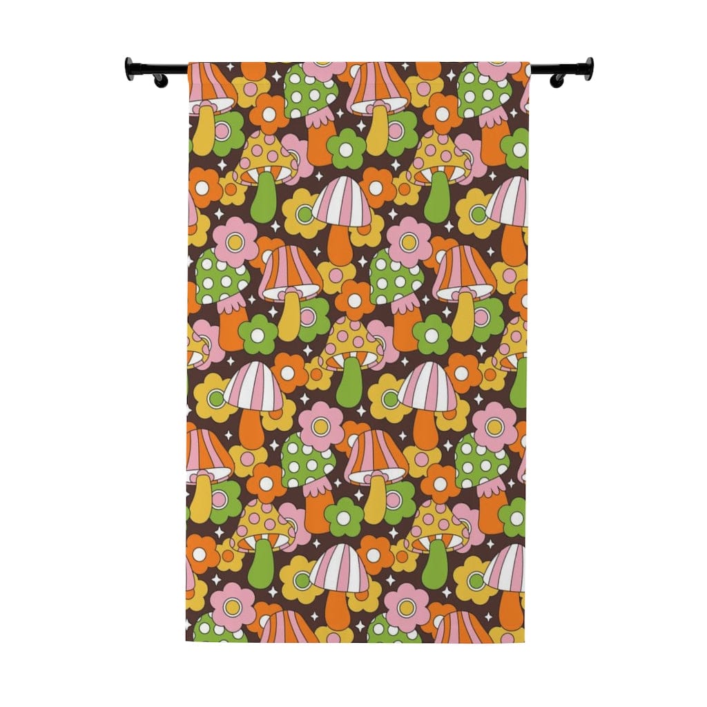 Mushroom Decor, Pink, Brown, Orange, Green, Funky Groovy, Mid Mod Window Curtains Home Decor Blackout / 50&quot; × 84&quot;