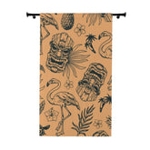 Tiki Home Decor Retro Curtains, Flamingo, Tropical Paradise, Soft Orange, Mid Mod Window Curtains (1 Piece) Home Decor Blackout / 50" × 84"