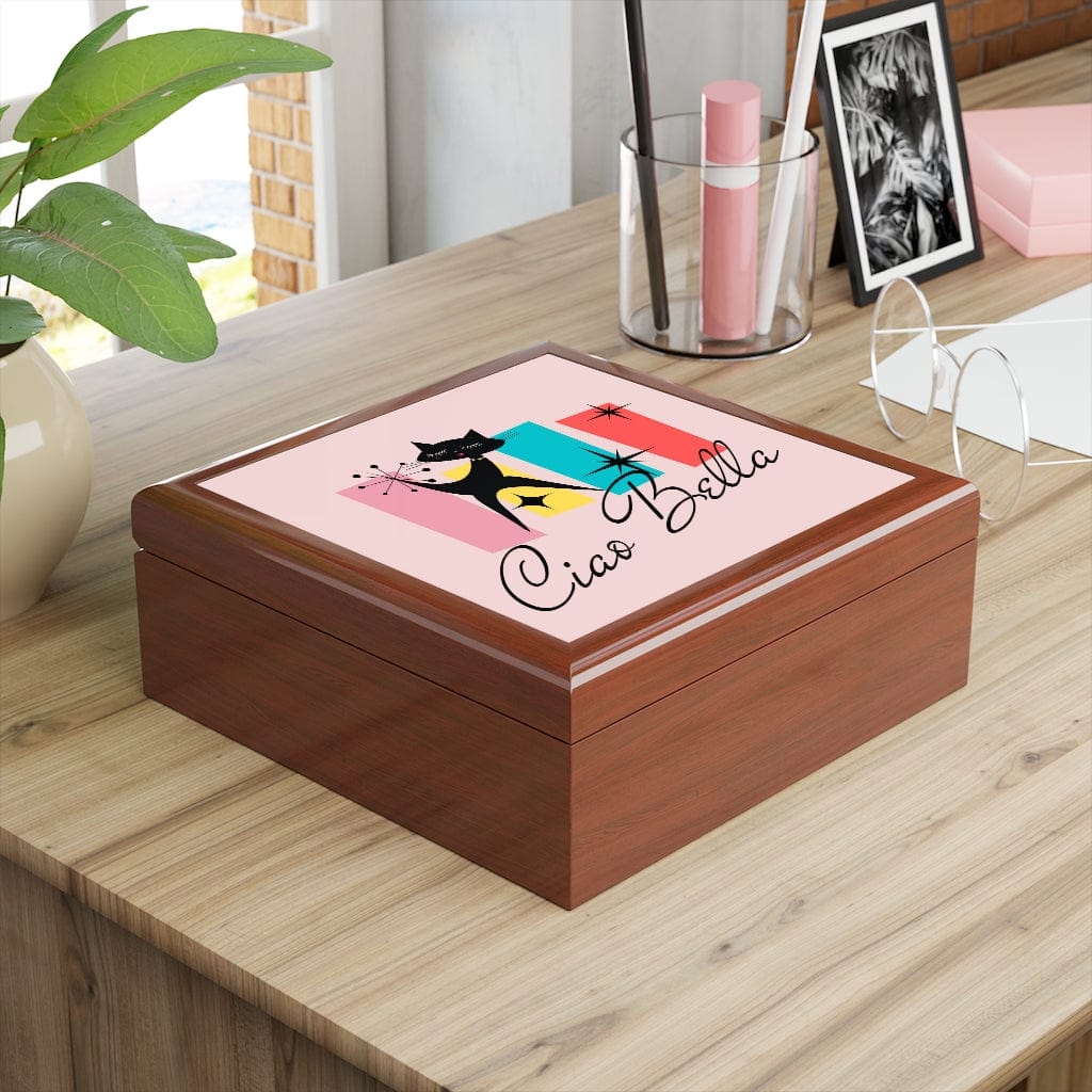 Ciao Bella, Atomic Cat, Retro Mid Mod Keepsake, Hello Beautiful Jewelry Box Home Decor