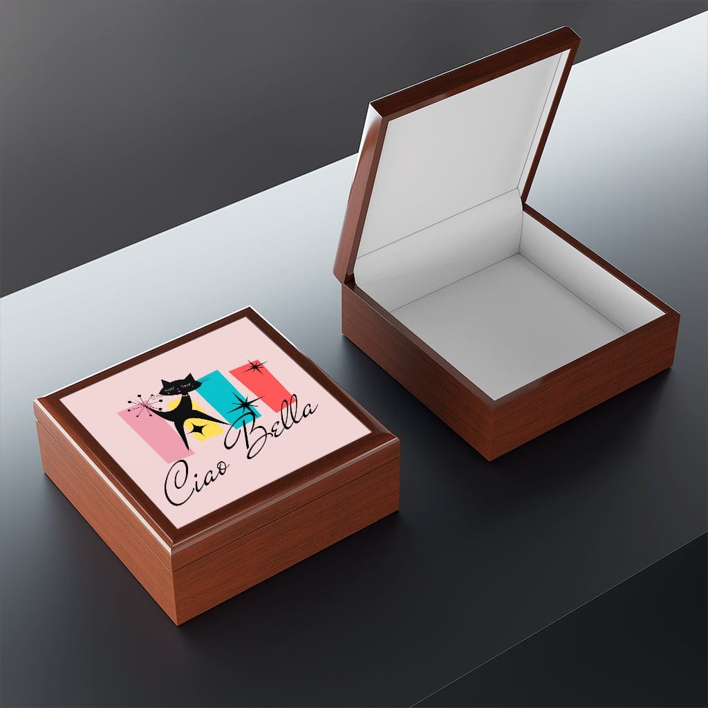 Ciao Bella, Atomic Cat, Retro Mid Mod Keepsake, Hello Beautiful Jewelry Box Home Decor