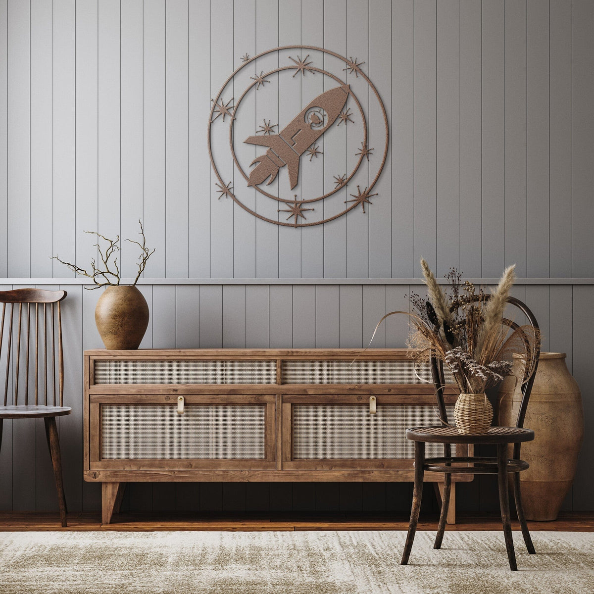 Atomic Space, Mod Cat, Retro Mid Century Modern Metal Wall Art Wall Art Copper / 14 Inch