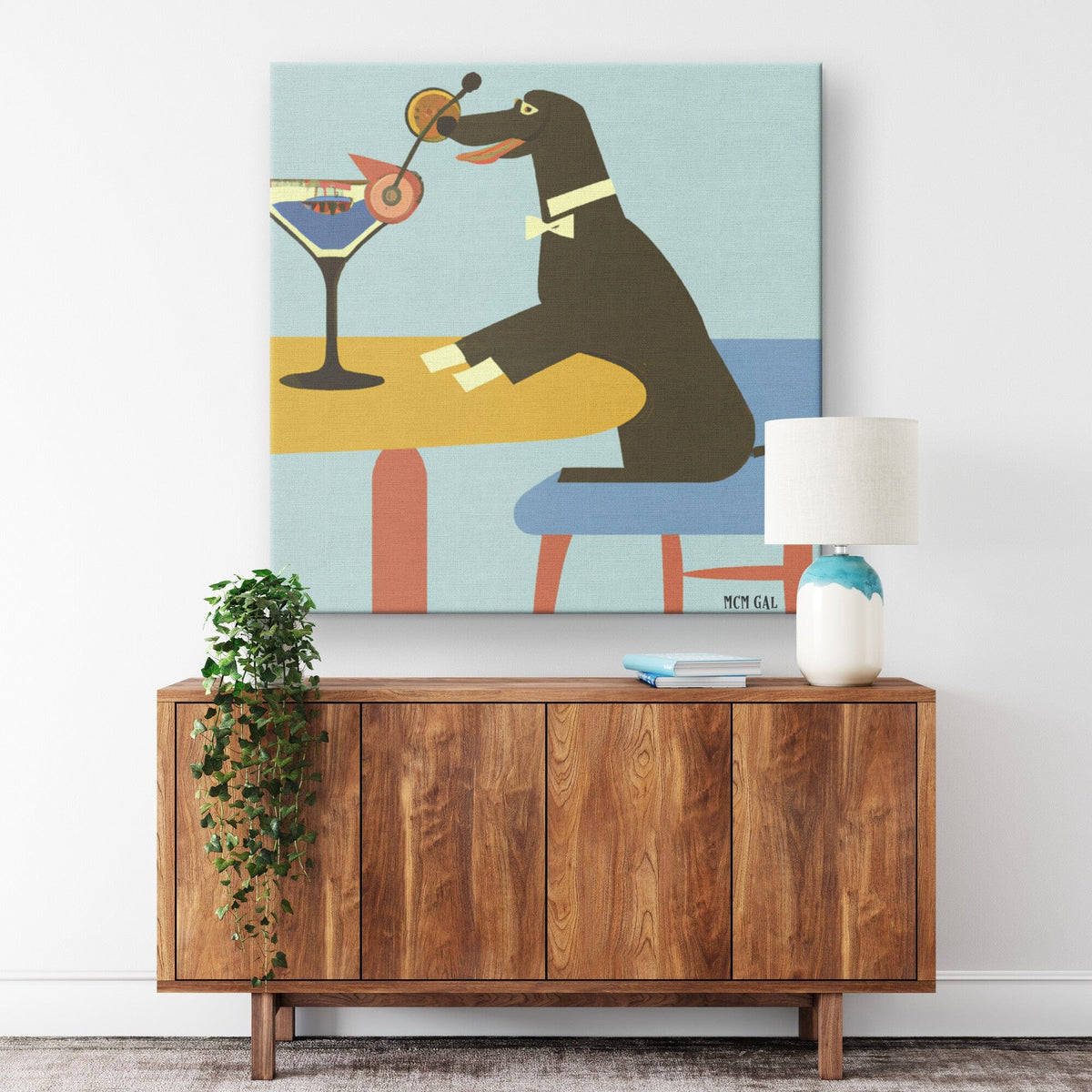 Dachshund Wall Art, Atomic 50's Martini, Kitschy, Abstract Mid Century Modern Wall Art Wall Art