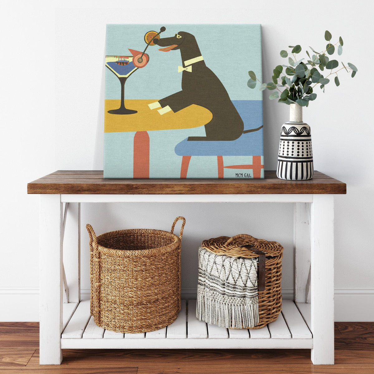 Dachshund Wall Art, Atomic 50's Martini, Kitschy, Abstract Mid Century Modern Wall Art Wall Art