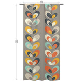 Denmark Pastels, Scandinavian Flower, Grayish Brown, Mint Green, Orange, Yellow Curtain, Single Panel Curtains