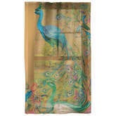 Mid Mod Peacock, Watercolor, Retro Yellow, Blue, Tropical Custom Curtains Double Panel / Sheer