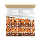 Flower Power Retro Bedding, Brown, Orange, Cream Groovy 70& Mid Century Modern Gal