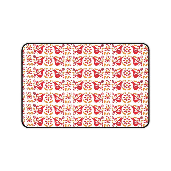 Folk Art, Scandi Red, Yellow Retro Collector Desk Mat