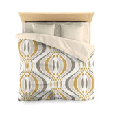 Gold and White Geometric Mid Century Modern Retro MCM Home Decor Microfiber Duvet Cover Queen or Twin Mid Century Modern Gal
