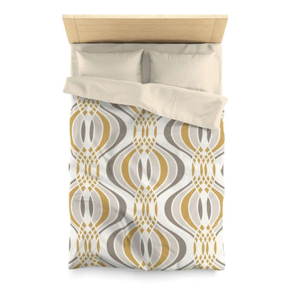 Gold and White Geometric Mid Century Modern Retro MCM Home Decor Microfiber Duvet Cover Queen or Twin