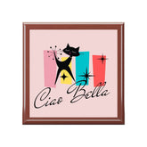 Ciao Bella, Atomic Cat, Retro Mid Mod Keepsake, Hello Beautiful Jewelry Box Home Decor Golden Oak / One size