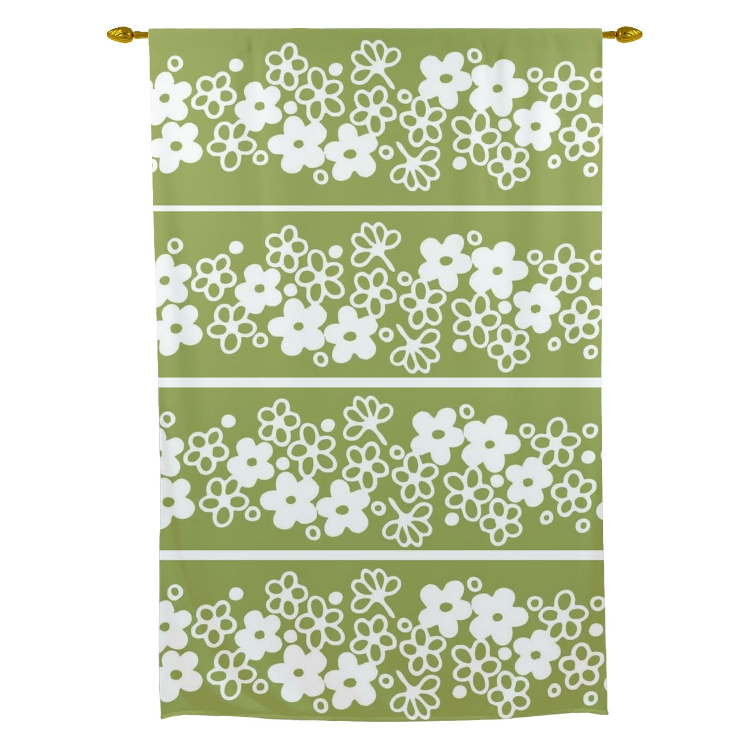Green Retro Spring Blossom, Mid Mod Pyrex Lover Collector, Mid Mod Tie Up Curtain Curtains