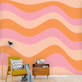 Retro Wave, Pink, Orange, Apricot, 70& Mid Century Modern Gal