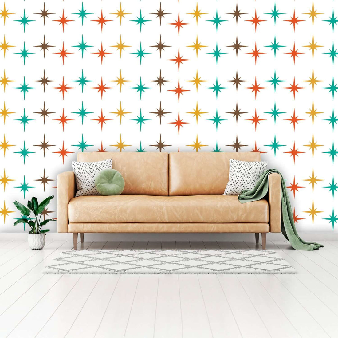 Atomic Age Unique Home Decor Peel And Stick Mid Century Modern, Mid Mod MCM Wall Murals Wallpaper H110 x W160