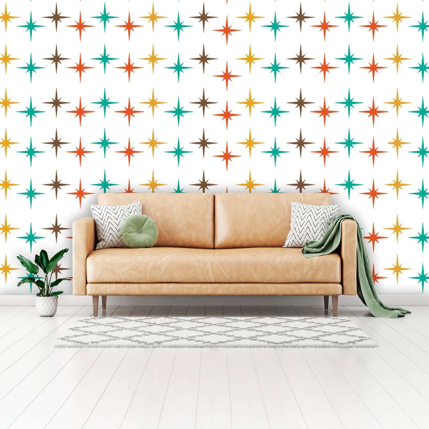 Atomic Age Unique Home Decor Peel And Stick Mid Century Modern, Mid Mod MCM Wall Murals Wallpaper H110 x W160