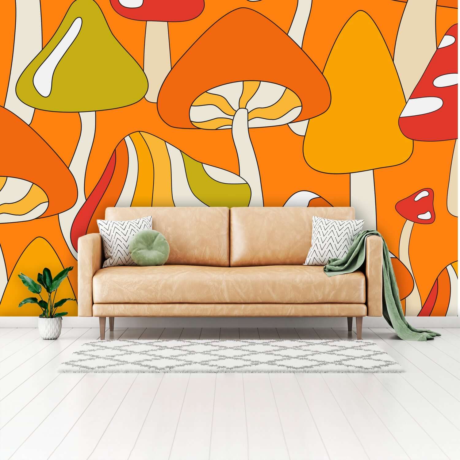 Retro Tropical Plants Landscape Wallpaper Mural, Custom Sizes Availabl –  Maughon's