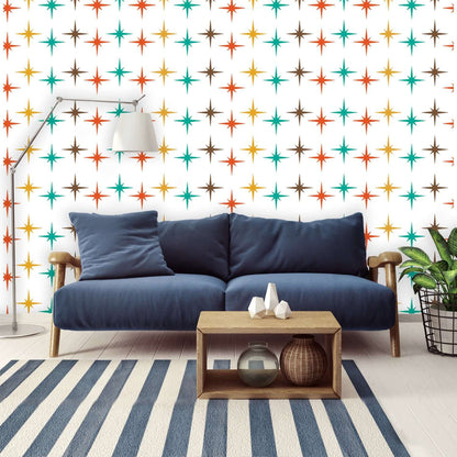 Atomic Age Unique Home Decor Peel And Stick Mid Century Modern, Mid Mod MCM Wall Murals Wallpaper H96 x W140