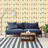 Mid Century Modern Wall  Art Murals, Atomic Starburst Diamonds, Peel And Stick Wall Paper Wallpaper H96 x W140