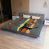 Atomic Cat, Kitschy Retro Geometric, Mid Century Modern, Slate Gray, Orange, Brown, Mod Black Cat Lover, Minimalist Duvet Bedding Home Decor King / Cream