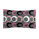 Mid Modernist, Gray, Pink, Black, White, Geometric Retro Circles, Mid Century Modern MCM Home Decor Microfiber Pillow Sham Home Decor King