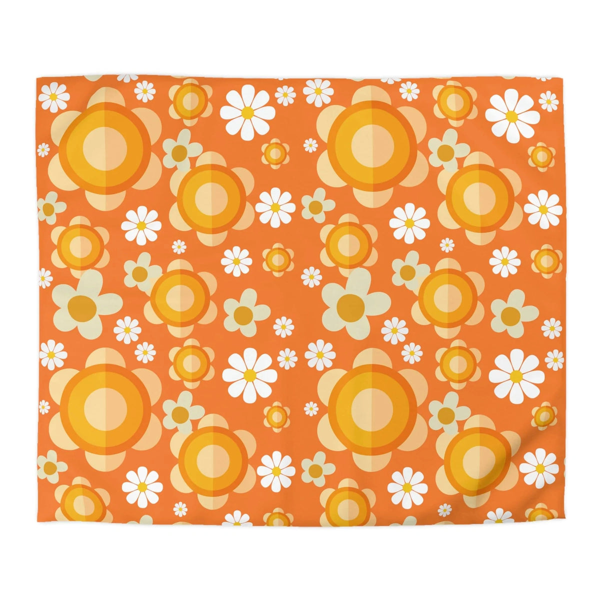 Flower Power 70's Groovy King Or Queen Retro Duvet Cover Home Decor King / White