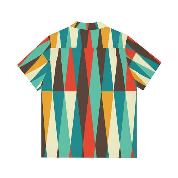 Men's Hawaiian Shirt, Mid Century Modern, Abstract Stripes, Brown, Harvest Yellow, Beige, Burnt Orange, Retro Party Mod Shirt