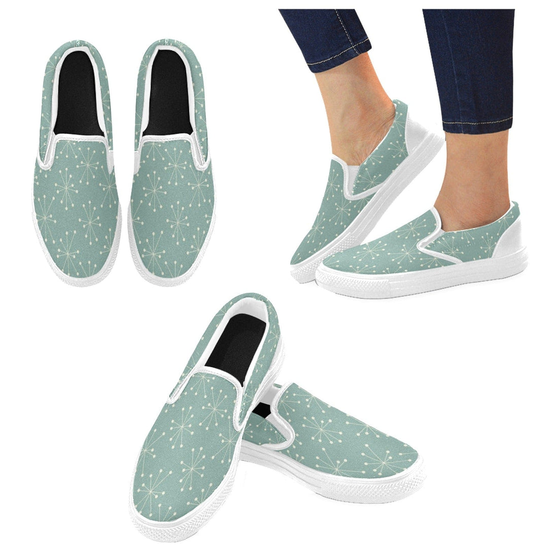 Mid Century Atomic Starburst, Retro Slip-on Canvas Women&