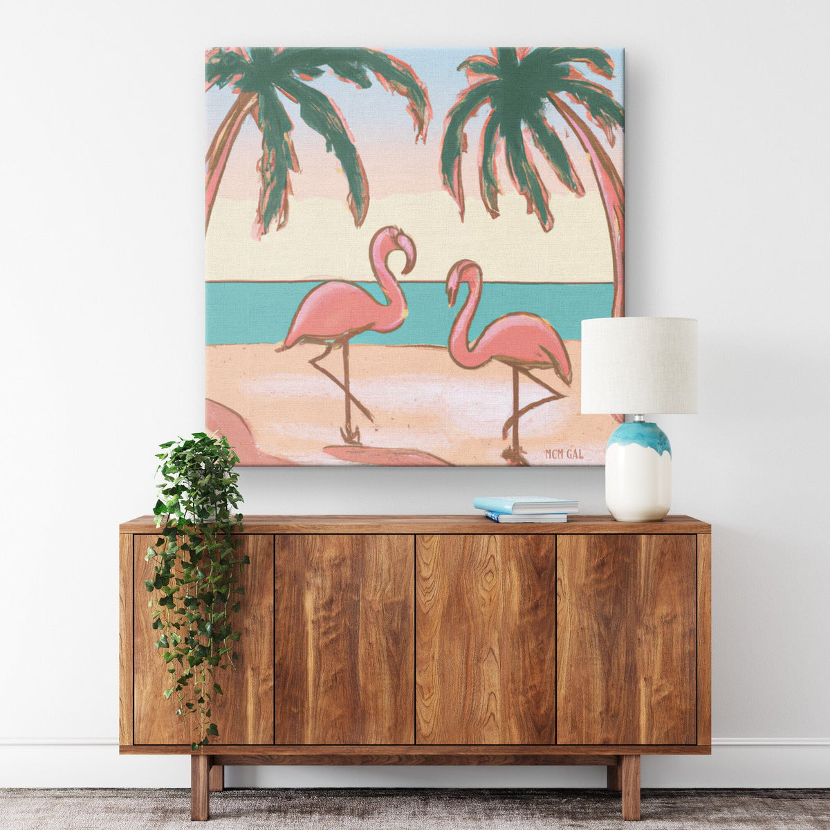 Mid Century Decor, 1950's Palm Springs, Flamingo, Tropical Beach Retro MCM Wall Art Wall Art
