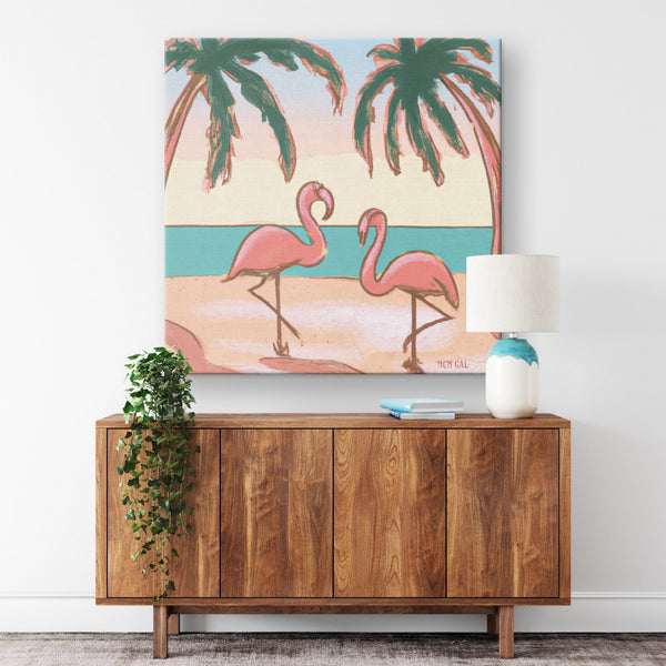 Mid Century Decor, 1950's Palm Springs, Flamingo, Tropical Beach Retro MCM Wall Art