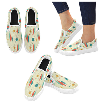 Mid Century Franciscan Starburst, Retro Slip-on Canvas Women&