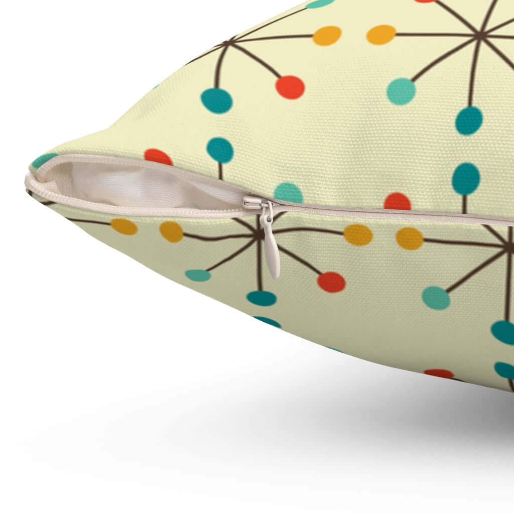 Mid Century Modern 1950's Retro Clock Starburst MCM Mod Spun Polyester Square Pillow Pillows and Covers