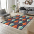 Mid Century Modern Area Rug, Geometric Groovy Wave Lanterns, Eggplant Purple, Orange, Mustard Yellow, Teal, Retro Home Mod Home Decor Home Decor