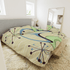 Mid Century Modern Atomic Boomerang, Retro, Green, Blue, Starburst, Sputnik Modern Duvet Cover Home Decor