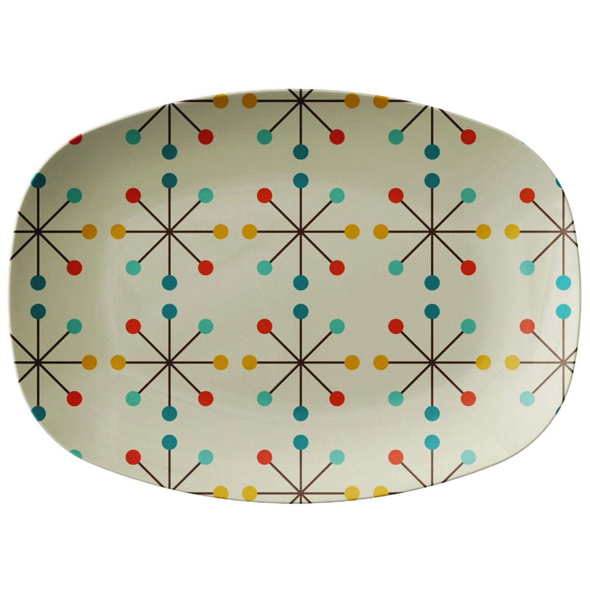 Mid Century Modern Atomic Clock Starburst, Retro Mid Mod Party Platter Kitchenware